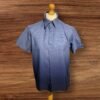 Guess Graduating Blue Check Shirt Short Sleeve Hidden Button Close Pit 24in