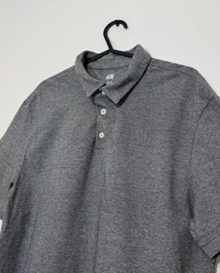 H&M Ultra Fine Pinstripe Grey Slim Fit Polo Size M