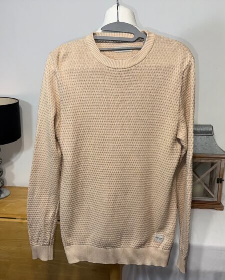 JACK&JONES BEIGE KNIT CREW NECK JUMPER SIZE S