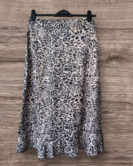 Leopard Print Wrap Effect Frill Edge Skirt Size 8