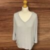 Light Grey Ribbed Top Batwing Sleeve Rond Neck Size M