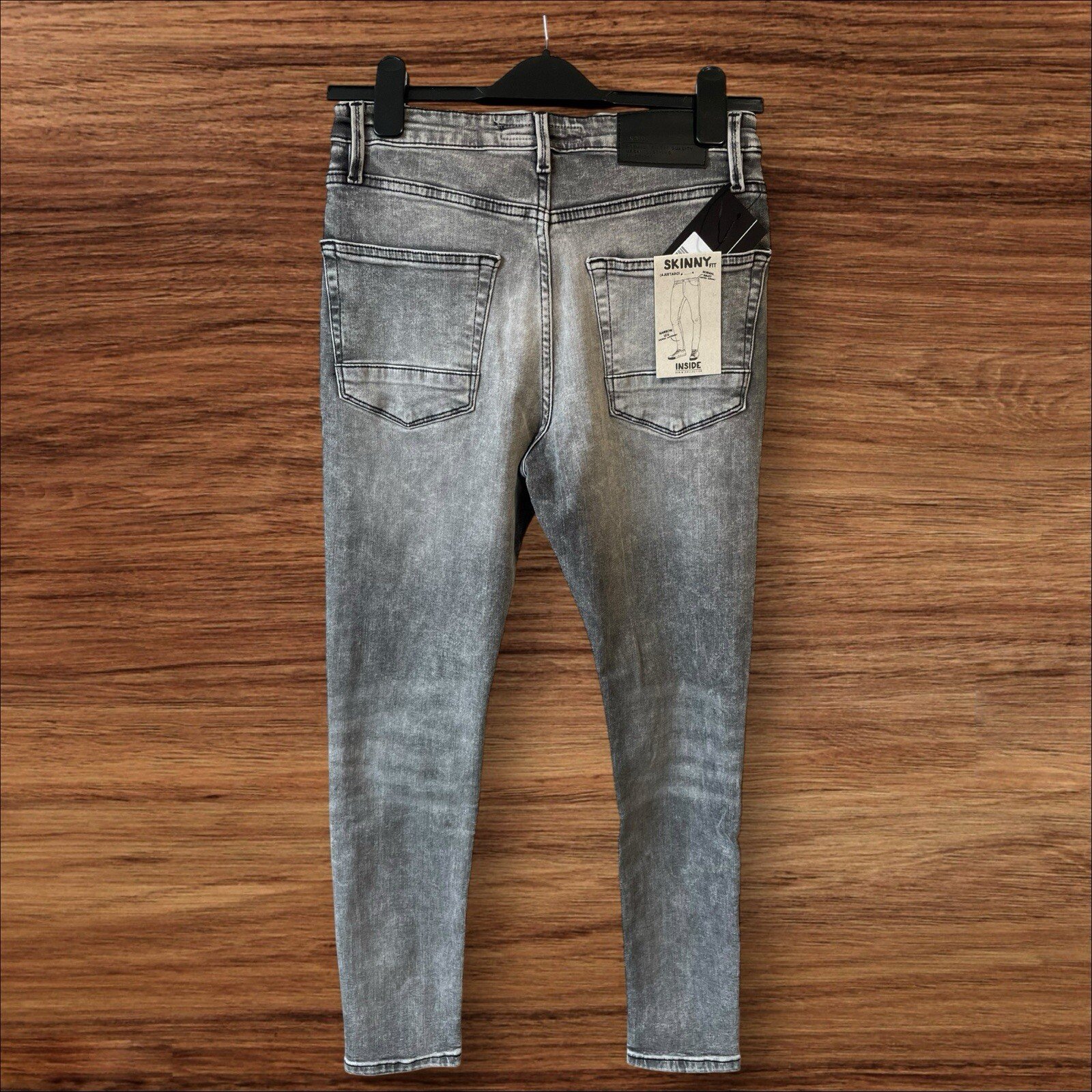 NEW Inside Black Skinny Fit Jean With Abrasion FrontRear Pocket Zip Closure S28R