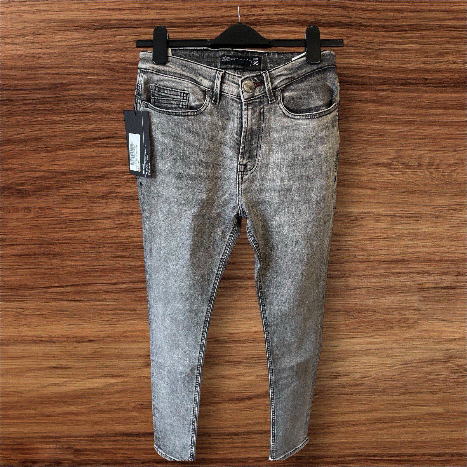 NEW Inside Black Skinny Fit Jean With Abrasion FrontRear Pocket Zip Closure S28R