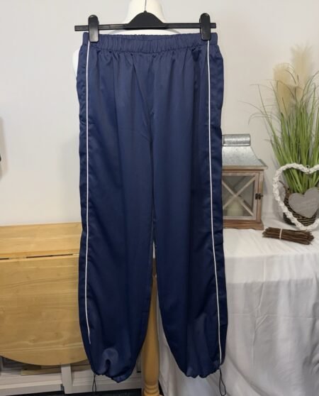 Navy Blue Activewear Trousers Elasticated Waist And Cuff Size S