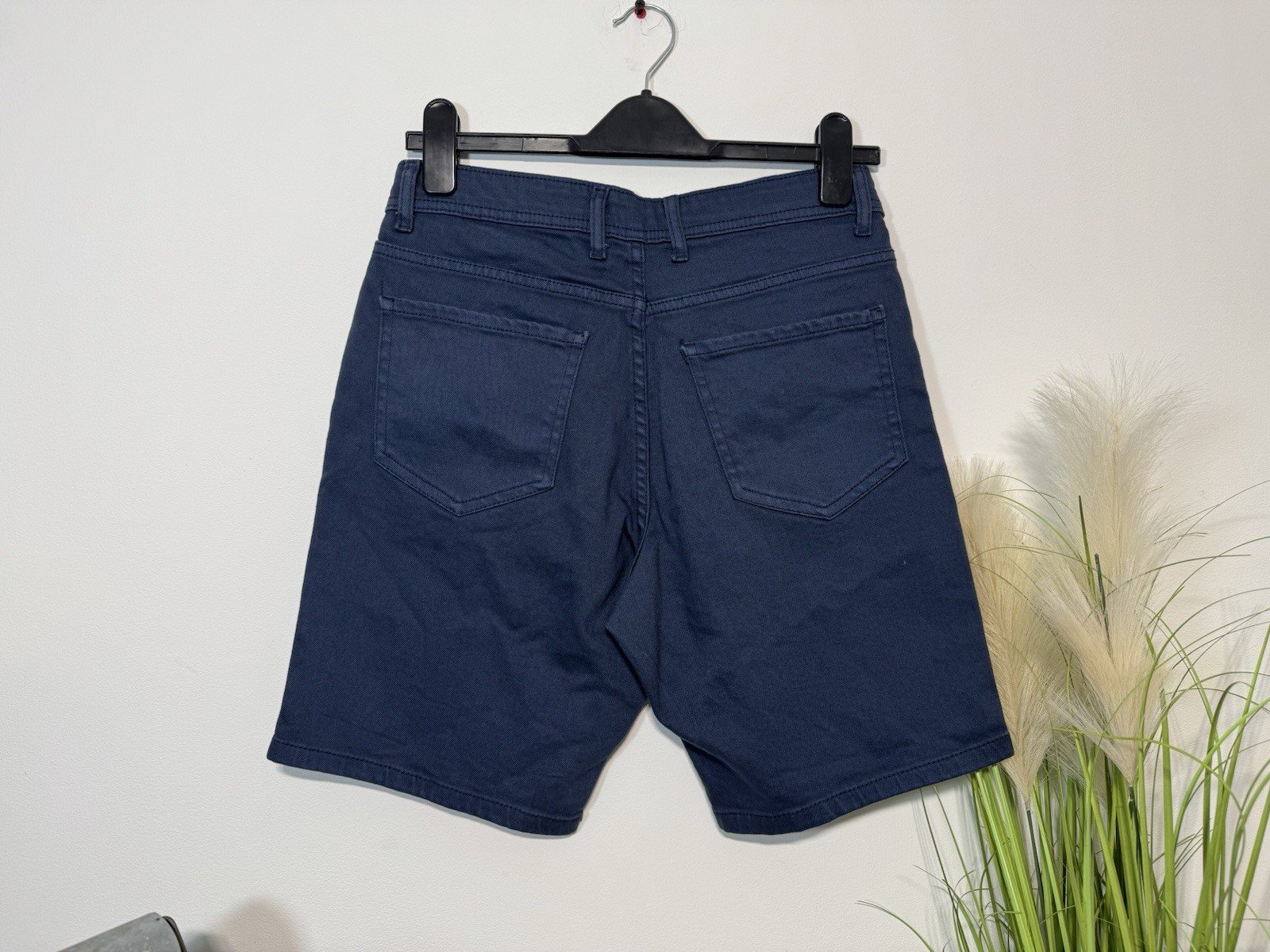 Navy Denim Slim Fit Shorts W28