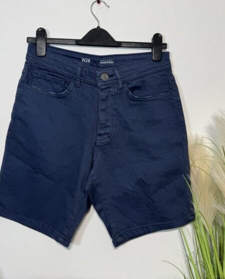 Navy Denim Slim Fit Shorts W28
