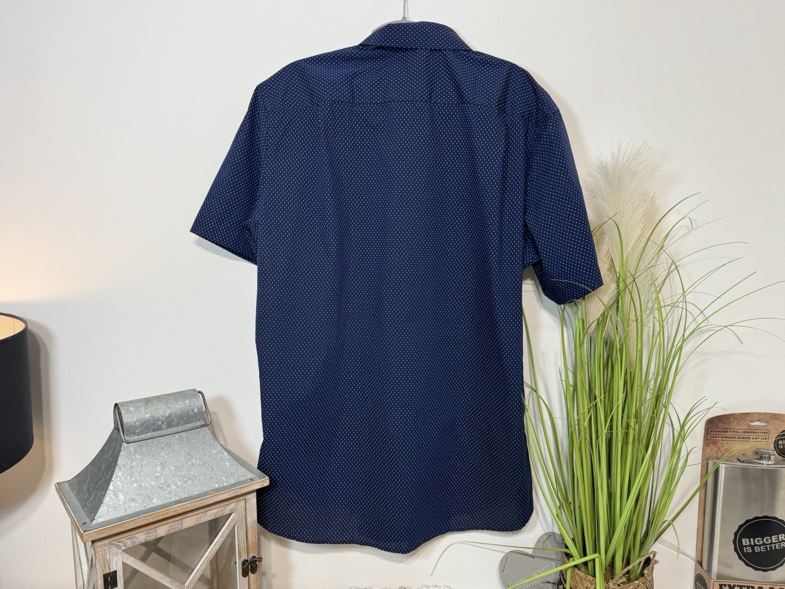 Navy Print Short Sleeve Shirt Size XL