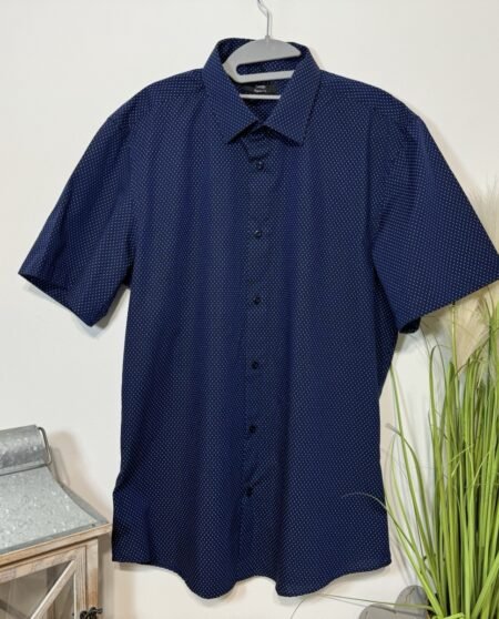 Navy Print Short Sleeve Shirt Size XL