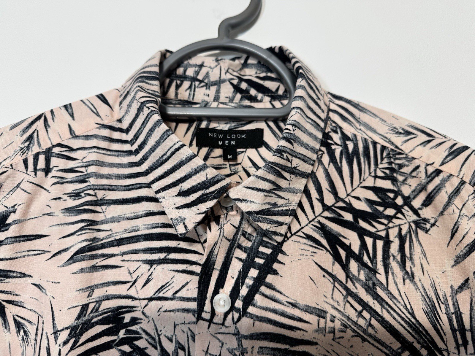 New Look Rose Pink Palm Print Short Sleeve Shirt Size M