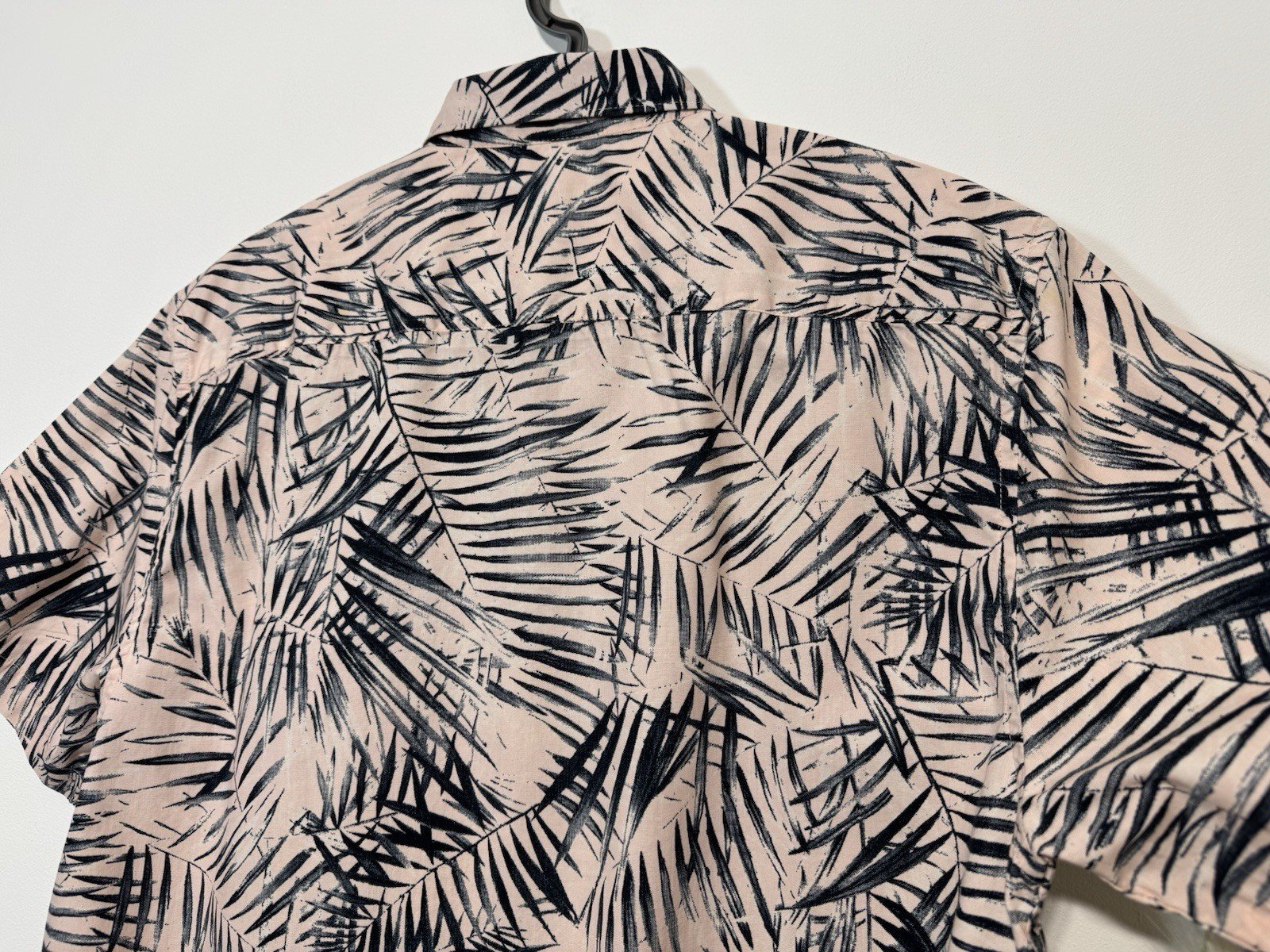 New Look Rose Pink Palm Print Short Sleeve Shirt Size M