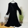 Next Black Ribbed Stretch 3/4 Sleeve A-Line Dress Size 14