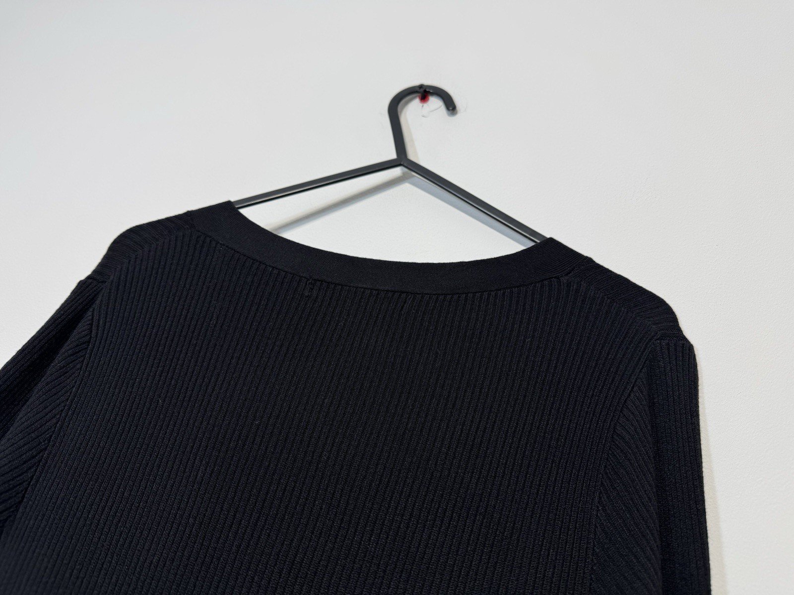 Next Black Ribbed Stretch 3/4 Sleeve A-Line Dress Size 14