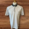 Pierre Cardin White Polo Shirt With Green Tartan Collar  Front Motif Size 2XL