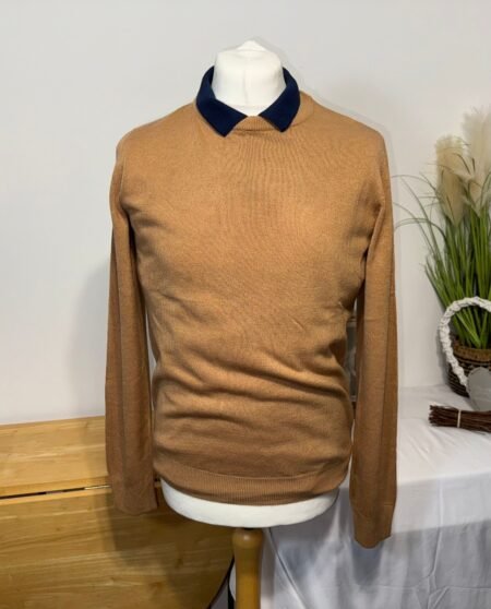 Primark Caramel Acrylic Fine Knit Crew Neck Jumper Size M
