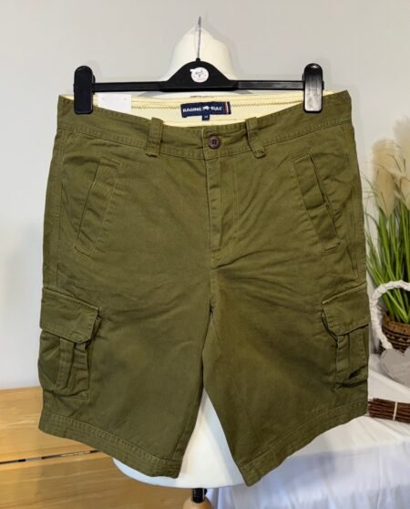 RAGING BULL KHAKI VINTAGE WASH CARGO SHORTS W34