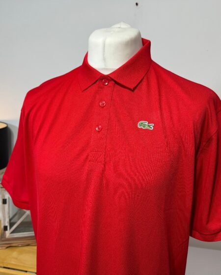 Red Embroidered Logo Pique Knit Polo Shirt Size 4XL
