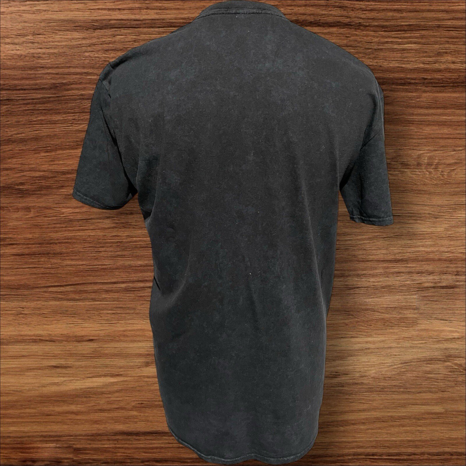 River Island Black Distressed T Shirt Front Motif Short Sleeve Round Neck Size L