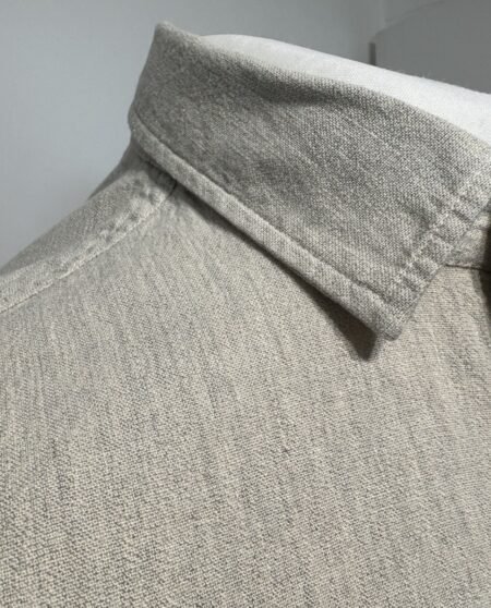 River Island Stone Woven Linen Blend Long Sleeve Shirt Size S