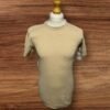 SOLID beige Waffle Knit Short Sleev Jumper Round Neck Cuffed Sleeve Size M