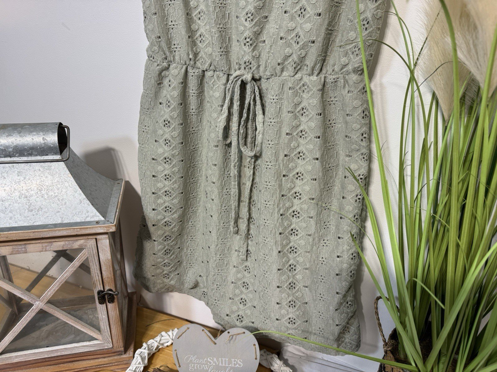 Sage Textured Lined Sundress Size M