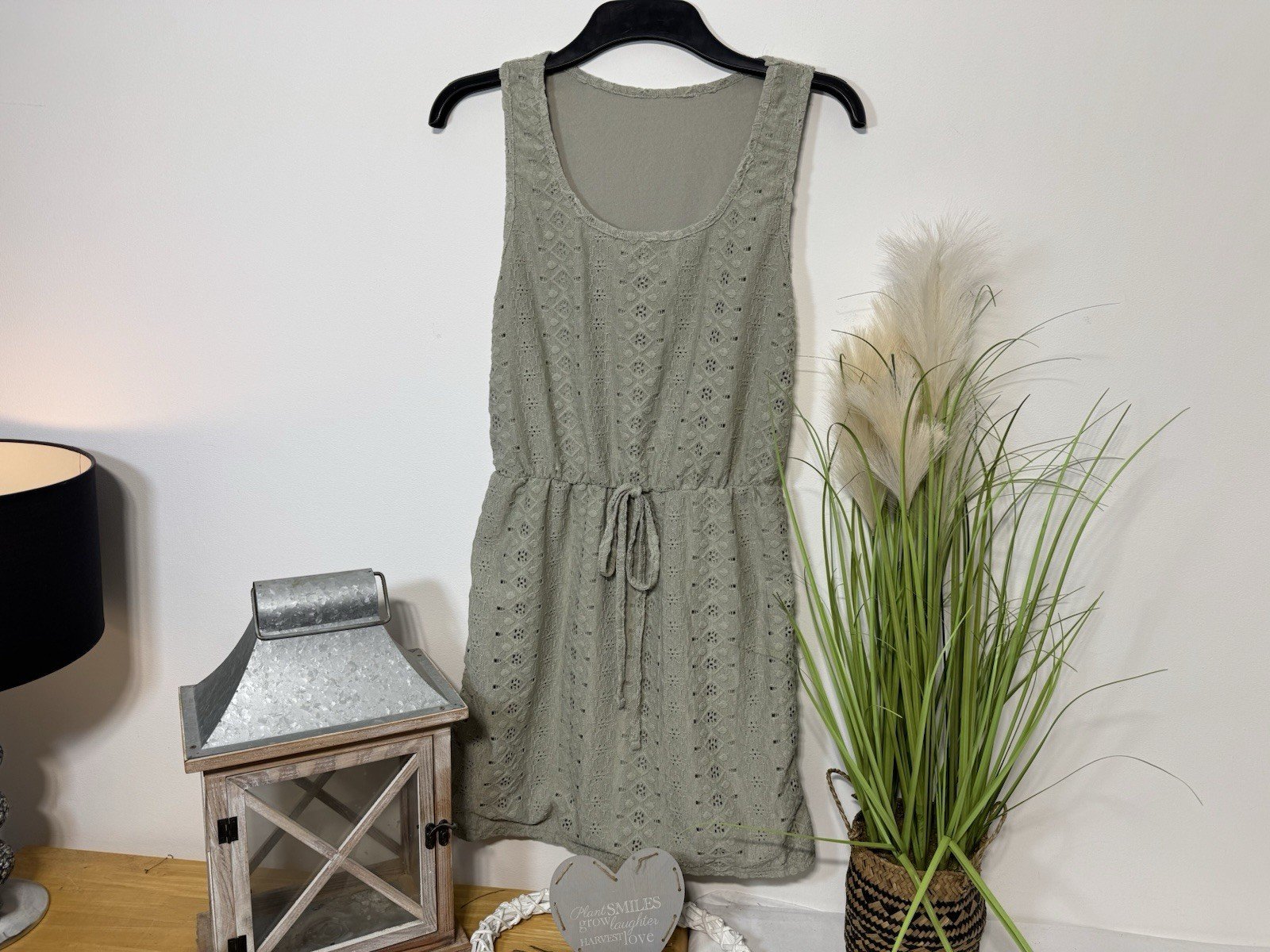 Sage Textured Lined Sundress Size M