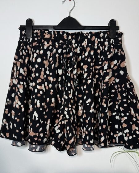 Shein Black Print Elasticated Waist High Waist Flowy Shorts Size 12-14