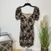 Sweetheart Neckline Net & Velour Floral Overlay Bodycon Dress Size 10-12