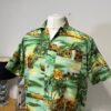 True Face Hawaiian Theme Short Sleeve Relaxed Fit Shirt Size L