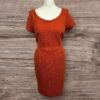 Tu Rust Textured Pencil Dress Scoop Neck Pockets Darted Waistline Size 14