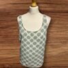 White Camisole Top With Patterned Detail Scoop Neck Sleeveless Size 16