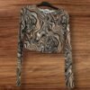 Womens Crop Top With Swirl Pattern And Button Closure Size M