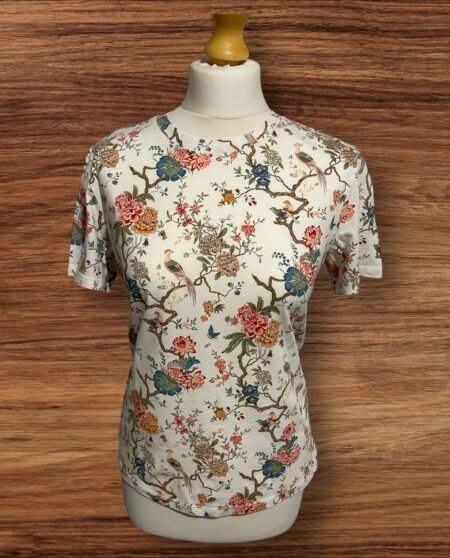 Womens GP &J Baker Floral & Bird Short Sleeved Top Size S