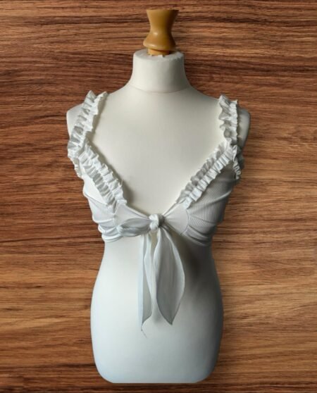 Womens PLT Bandeau Stretchy Tie Up Top White Size 6