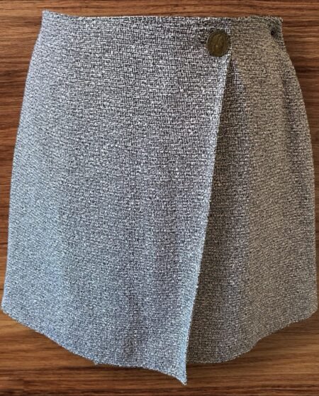 Womens Pimkie Black/White Lined Textured Wrap Skirt Button Closure Size 8