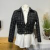 ZARA CHECK CROP LINED JACKET SIZE S