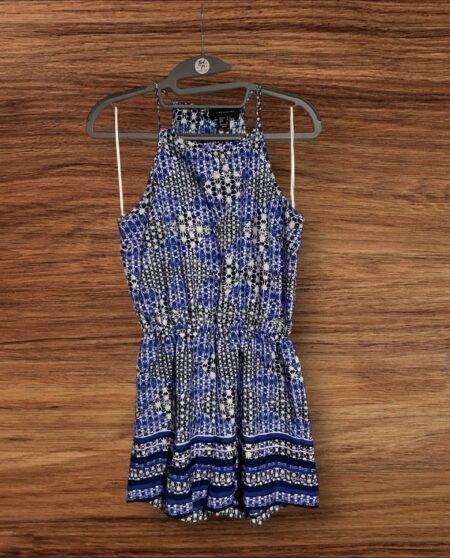 Atmosphere Blue Patterned Playsuit Elastic Waist Sleeveless Size 10