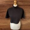 Black Cropped High Neck Top 3 Quarter Sleeve Size M