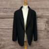 Black Open Front Lined Jacket Front Pockets Size 1XL