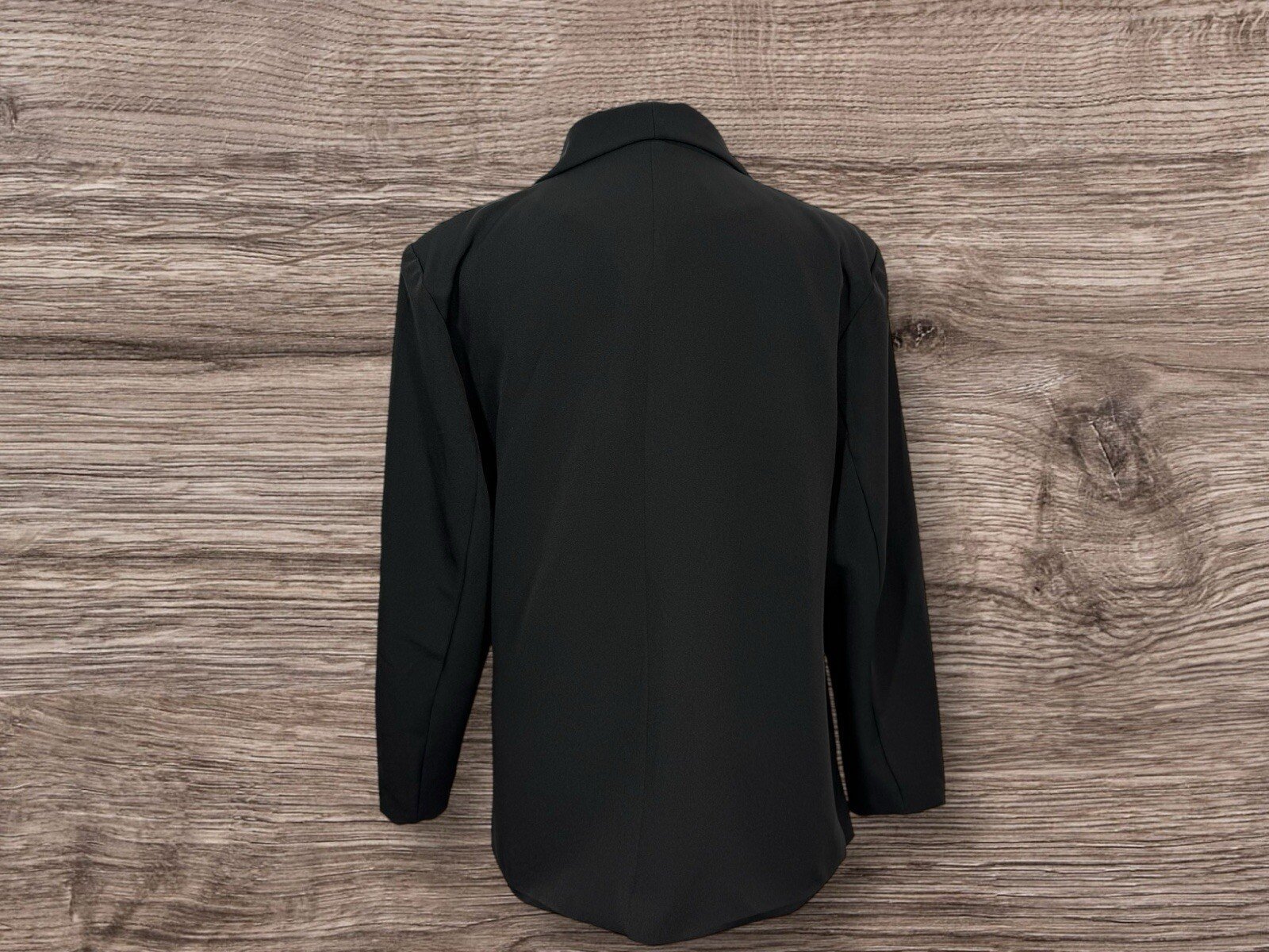 Black Open Front Lined Jacket Front Pockets Size 1XL