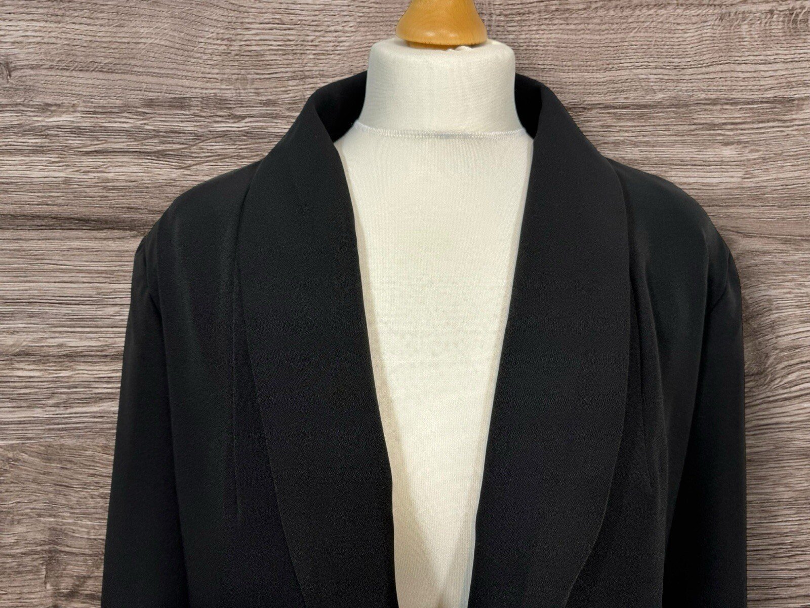 Black Open Front Lined Jacket Front Pockets Size 1XL