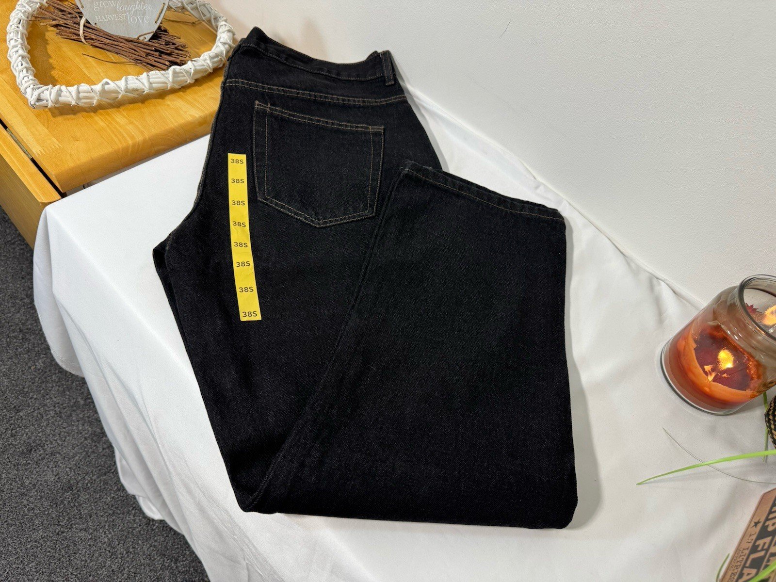 Black Straight Fit Jeans W38 L31