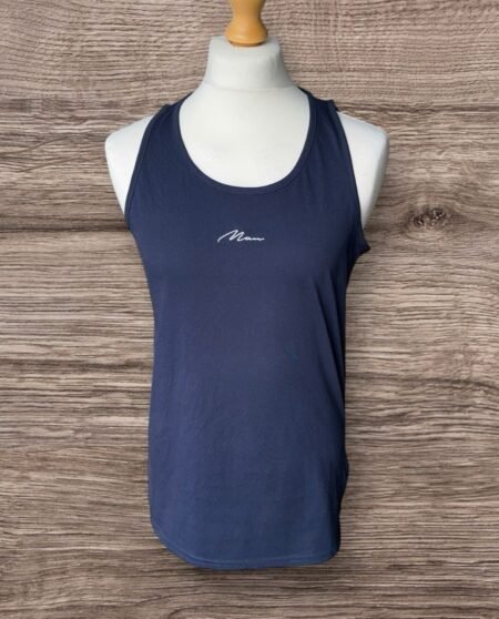 Boohoo Man Navy Cotton Vest With Front Graphic Size S
