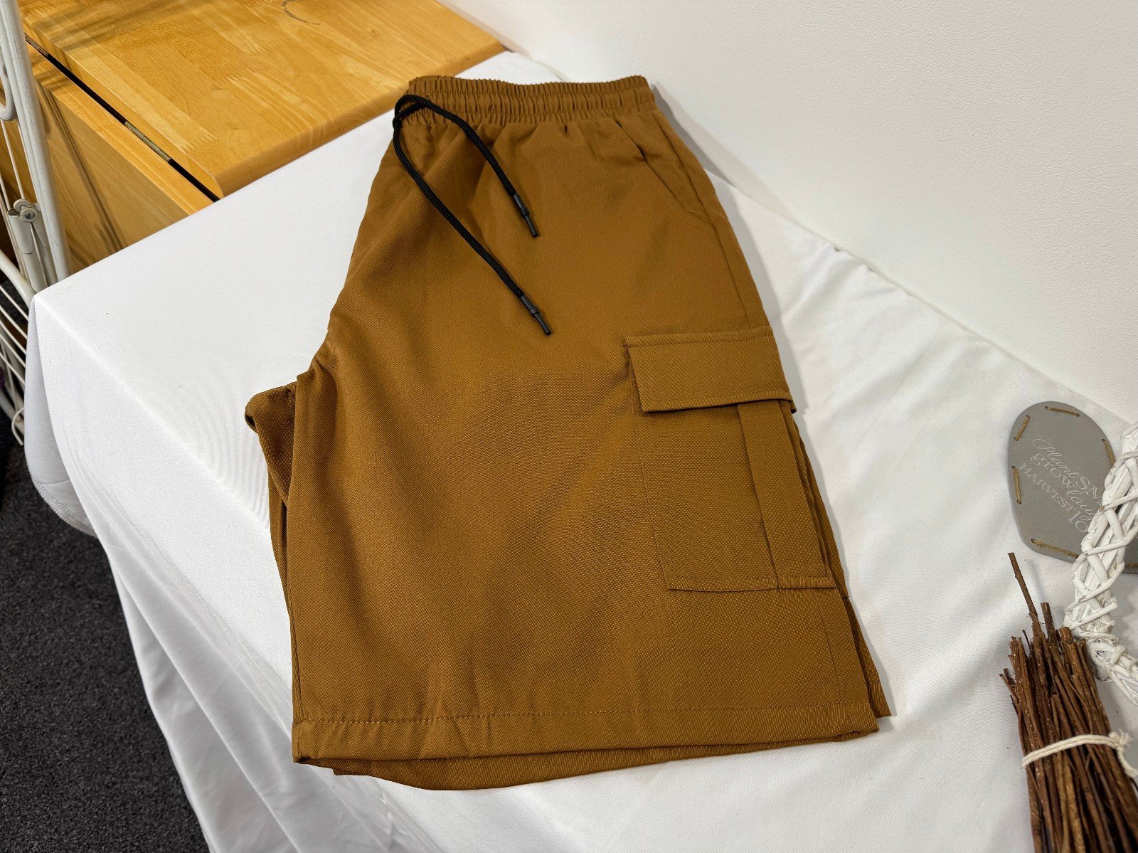 Brown Cargo Shorts Elasticated Waist Size XL