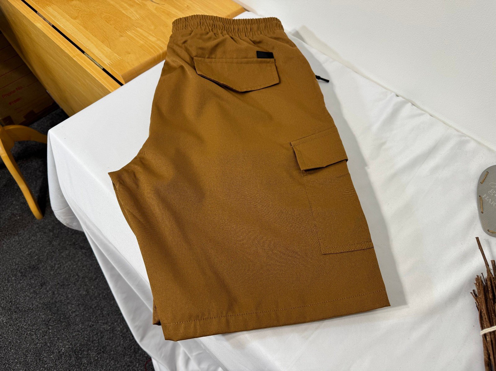 Brown Cargo Shorts Elasticated Waist Size XL