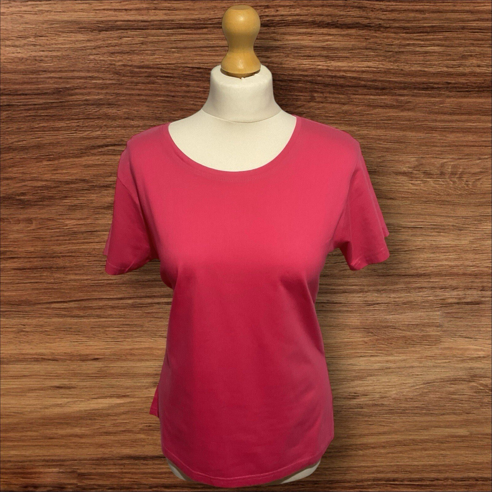 Cerise Pink T Shirt Scoop Neck Short Sleeve Size 12-14