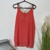 Coral Chiffon Effect Flowy Sleeveless Top With Gold Strap Size S
