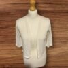 Cream Bolero  3 Quarter Sleeves Patterned Arms/front Plain Back Size 10