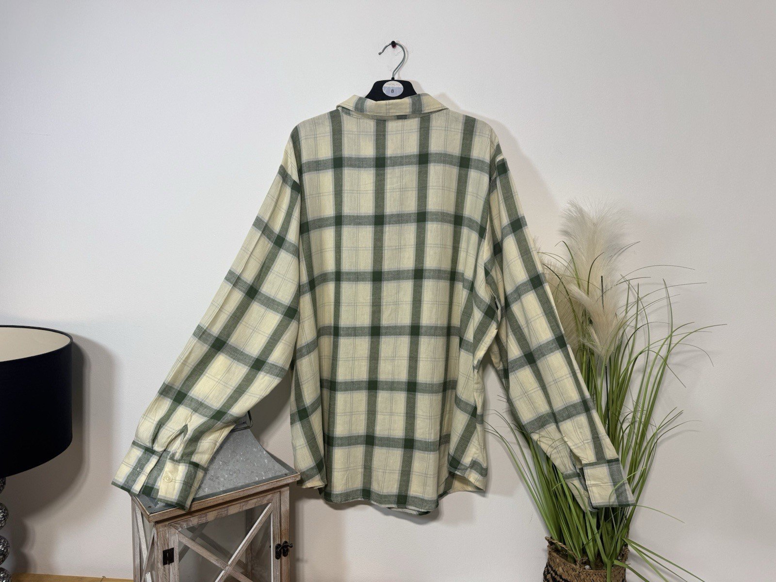 Cream & Sage Super Soft Brush Cotton Long Sleeve Shirt Size L