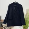 David Barry Navy Textured Lightweight Lined Blazer Size 14