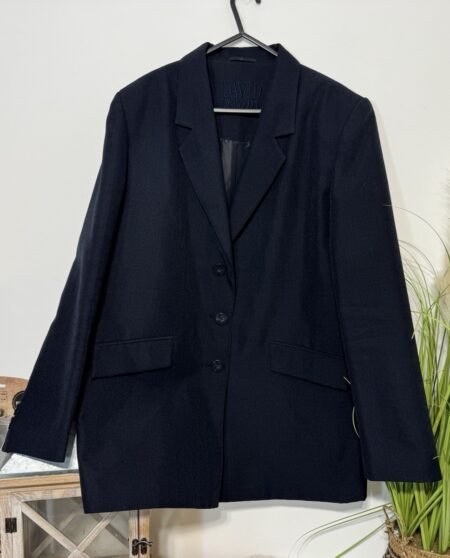 David Barry Navy Textured Lightweight Lined Blazer Size 14
